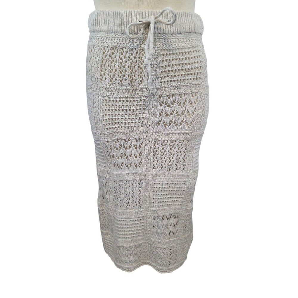 Urban Outfitters Skirt Womans Medium Cream Knit Crochet Midi Pull-on Beachy